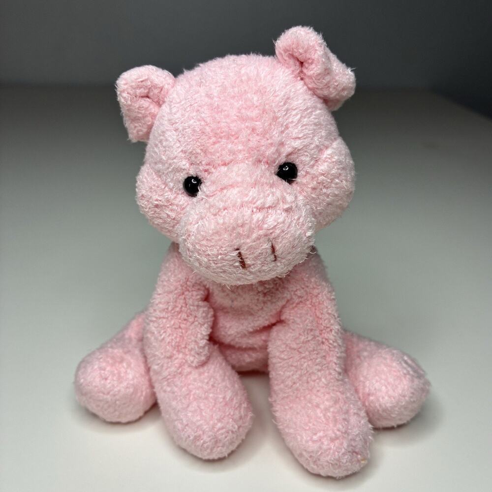 Vintage Russ Berrie Luv Pets Perky Pig Plush 5” Pink Beanie Stuffed Animal